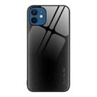 For iPhone 12 / 12 Pro Texture Gradient Glass TPU Phone Case(Black) - 1