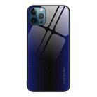 For iPhone 12 Pro Max Texture Gradient Glass TPU Phone Case(Dark Blue) - 1