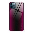 For iPhone 12 Pro Max Texture Gradient Glass TPU Phone Case(Rose Red) - 1