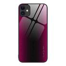 For iPhone 11 Texture Gradient Glass TPU Phone Case (Rose Red) - 1