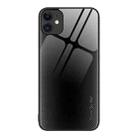 For iPhone 11 Texture Gradient Glass TPU Phone Case (Black) - 1