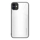 For iPhone 11 Texture Gradient Glass TPU Phone Case (White) - 1