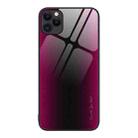 For iPhone 11 Pro Max Texture Gradient Glass TPU Phone Case (Rose Red) - 1