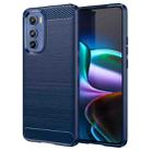 For Motorola Edge 30 Brushed Texture Carbon Fiber TPU Phone Case(Blue) - 1