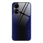 For Huawei P50 Pro Texture Gradient Glass TPU Phone Case(Dark Blue) - 1