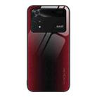 For Xiaomi Poco M4 Pro Texture Gradient Glass TPU Phone Case(Red) - 1