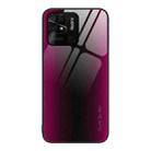For Xiaomi Redmi 10C Texture Gradient Glass TPU Phone Case(Rose Red) - 1
