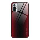 For Xiaomi Redmi Note 10 Pro Texture Gradient Glass TPU Phone Case(Red) - 1