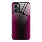 For Xiaomi Redmi Note 11E Texture Gradient Glass TPU Phone Case(Rose Red) - 1