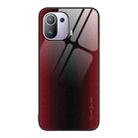 For Xiaomi 11T Pro Texture Gradient Glass TPU Phone Case(Red) - 1