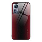 For Xiaomi 12 Pro Texture Gradient Glass TPU Phone Case(Red) - 1