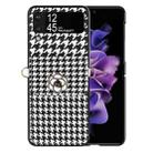 For Samsung Galaxy Z Flip3 5G Houndstooth Texture Camellia Card Holder Folding Phone Case - 1