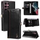 For Samsung Galaxy S22 Ultra 5G GQUTROBE RFID Blocking Oil Wax Leather Phone Case(Black) - 1