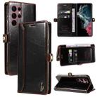 For Samsung Galaxy S22 Ultra 5G GQUTROBE RFID Blocking Oil Wax Leather Phone Case(Brown) - 1