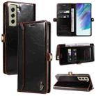 For Samsung Galaxy S21 5G GQUTROBE RFID Blocking Oil Wax Leather Phone Case(Brown) - 1