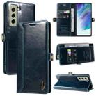 For Samsung Galaxy S21 5G GQUTROBE RFID Blocking Oil Wax Leather Phone Case(Blue) - 1