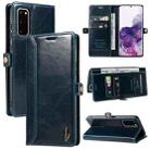 For Samsung Galaxy S20 GQUTROBE RFID Blocking Oil Wax Leather Phone Case(Blue) - 1