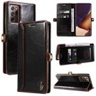 For Samsung Galaxy Note20 GQUTROBE RFID Blocking Oil Wax Leather Phone Case(Brown) - 1