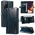 For Samsung Galaxy Note20 Ultra GQUTROBE RFID Blocking Oil Wax Leather Phone Case(Blue) - 1