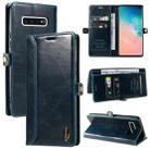 For Samsung Galaxy S10+ GQUTROBE RFID Blocking Oil Wax Leather Phone Case(Blue) - 1