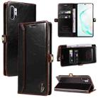 For Samsung Galaxy Note10+ GQUTROBE RFID Blocking Oil Wax Leather Phone Case(Brown) - 1