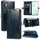 For Samsung Galaxy Note10+ GQUTROBE RFID Blocking Oil Wax Leather Phone Case(Blue) - 1