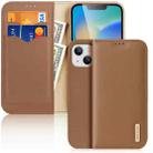 For iPhone 14 Plus DUX DUCIS Hivo Series Cowhide + PU + TPU Leather Case (Brown) - 1