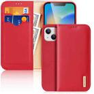 For iPhone 14 Plus DUX DUCIS Hivo Series Cowhide + PU + TPU Leather Case (Red) - 1