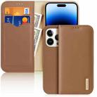 For iPhone 14 Pro DUX DUCIS Hivo Series Cowhide + PU + TPU Leather Case(Brown) - 1