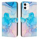 For iPhone 11 Painted Marble Pattern Leather Phone Case (Pink Green) - 1