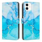 For iPhone 11 Painted Marble Pattern Leather Phone Case (Blue Green) - 1