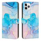 For iPhone 11 Pro Painted Marble Pattern Leather Phone Case (Pink Green) - 1