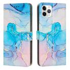 For iPhone 11 Pro Max Painted Marble Pattern Leather Phone Case (Pink Green) - 1