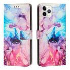 For iPhone 11 Pro Max Painted Marble Pattern Leather Phone Case (Pink Purple) - 1