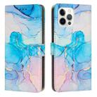 For iPhone 12 Pro Max Painted Marble Pattern Leather Phone Case(Pink Green) - 1