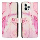 For iPhone 12 Pro Max Painted Marble Pattern Leather Phone Case(Rose Gold) - 1