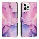 For iPhone 12 / 12 Pro Marble Pattern Leather Phone Case(Purple) - 1