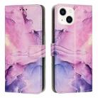 For iPhone 13 Painted Marble Pattern Leather Phone Case(Purple) - 1