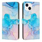 For iPhone 14 Painted Marble Pattern Leather Phone Case (Pink Green) - 1