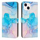 For iPhone 14 Plus Painted Marble Pattern Leather Phone Case (Pink Green) - 1