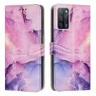 For OPPO A55 5G/A53S 5G/A54 4G/A16/A54S/A56 5G/A16S/Realme V11 5G Painted Marble Pattern Leather Phone Case(Purple) - 1