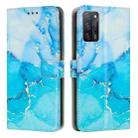 For OPPO A55 5G/A53S 5G/A54 4G/A16/A54S/A56 5G/A16S/Realme V11 5G Painted Marble Pattern Leather Phone Case(Blue Green) - 1