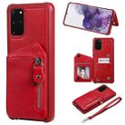 For Galaxy S20+ Zipper Double Buckle Shockproof Protective Case with Stand & Photo Holder & Wallet Function(Red) - 1