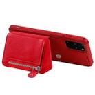 For Galaxy S20+ Zipper Double Buckle Shockproof Protective Case with Stand & Photo Holder & Wallet Function(Red) - 6