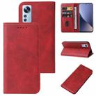For Xiaomi 12 5G Magnetic Closure Leather Phone Case(Red) - 1