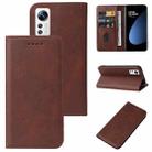 For Xiaomi 12S Magnetic Closure Leather Phone Case(Brown) - 1