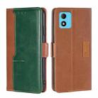 For TCL 305i Contrast Color Side Buckle Leather Phone Case(Light Brown + Green) - 1