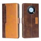 For Huawei nova Y90 4G Contrast Color Side Buckle Leather Phone Case(Dark Brown + Gold) - 1