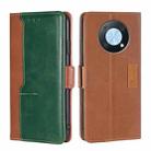 For Huawei nova Y90 4G Contrast Color Side Buckle Leather Phone Case(Light Brown + Green) - 1