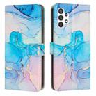 For Samsung Galaxy A13 4G Painted Marble Pattern Leather Phone Case(Pink Green) - 1